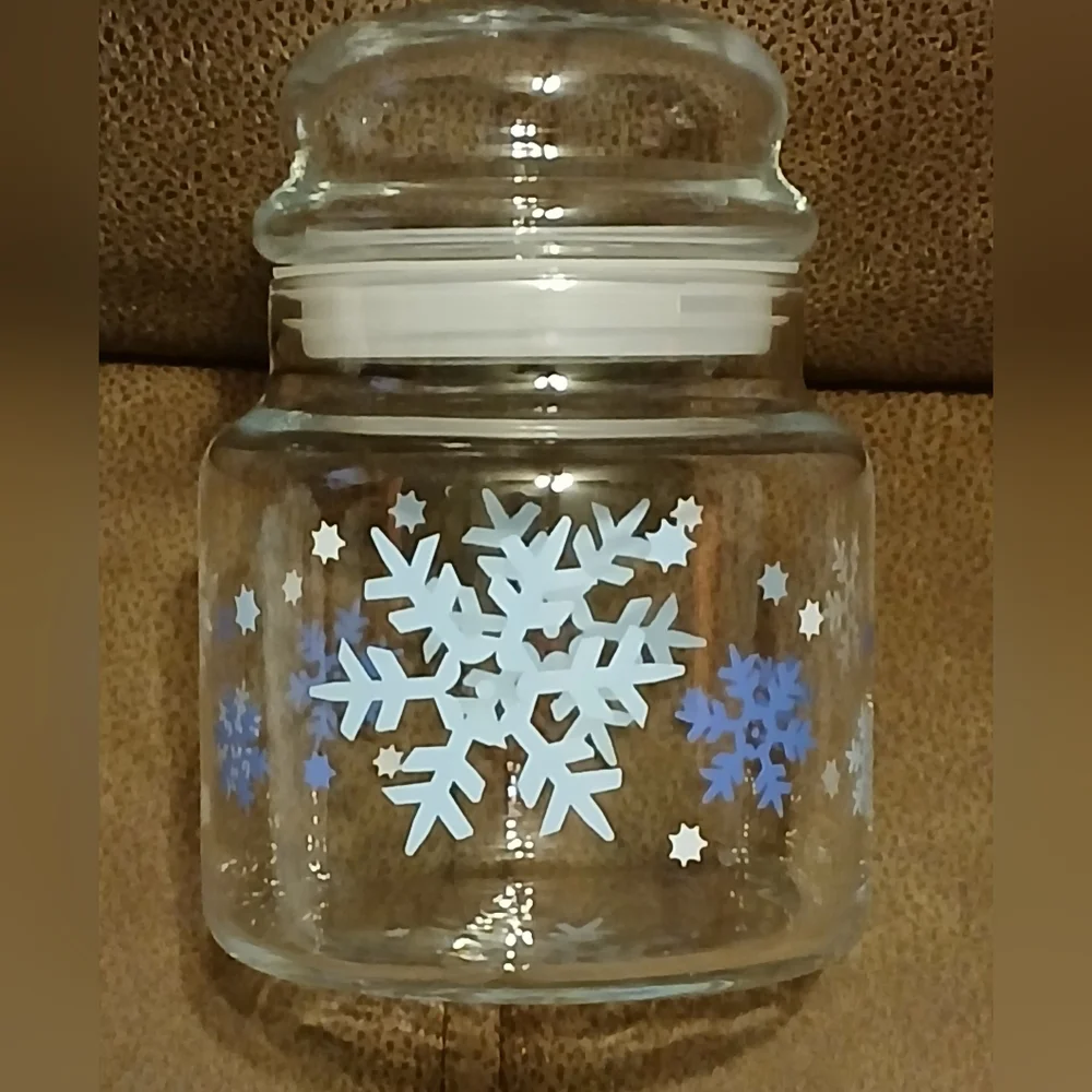 Glass Jar with Snowflake Design